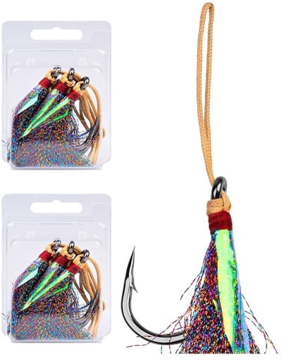 Dailygoods- Vishaken Bucktail Teaser - 2 Stuks - Prikkeldraad Ontwerp - Hoog Koolstofstaal - Voor Boot/Shore Trolling - Dynamisch Aas - Visaccessoires