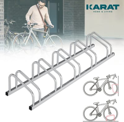 FLOORDIREKT Fietsenrek Linus - Voor Vloer- of Wandmontage - Verschillende Maten - Zilver - Voor 5 Fietsen
