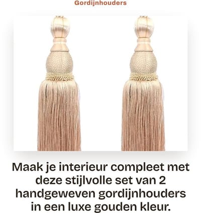 Dailygoods- Gordijnhouders Handgeweven - Decoratieve Accessoires - Gordijn Clips - Muurbevestiging - Eenvoudig te Gebruiken - Totale Lengte 77 cm - Gordijnclips