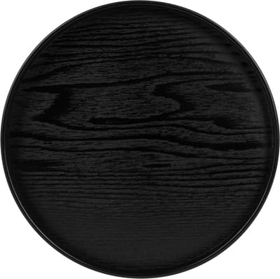 QUVIO Houten dienblad rond - Dienblad - Dienbladen - Decoratieve dienbladen - Design presenteerblad - Sierschaal - Decoratieschaal - Tapasplank - Serveerschaal - Kaarsenplateau - Hout - Diameter 36 cm - Zwart