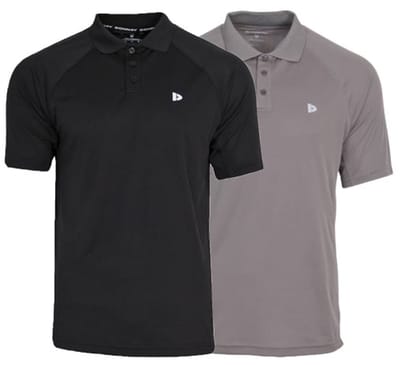 2-Pack Donnay - Sport polo (Björn) - Multi Sportpolo - Heren - Black/Steel-grey (734) - maat S