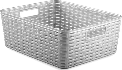 Plasticforte Opbergmand - Kastmand - rotan kunststof - zilvergrijs - 12 Liter - 30 x 37 x 13 cm