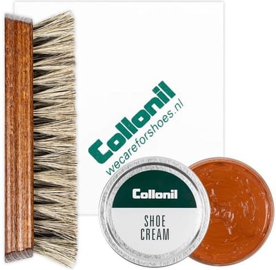 Collonil schoenpoets | Schoenpoets set | Shoe cream | Borstel | Poetsdoek | Kleur: Lichtbruin