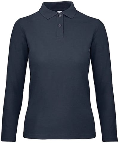 Damespolo met lange mouwen B&C ID.001 LSL