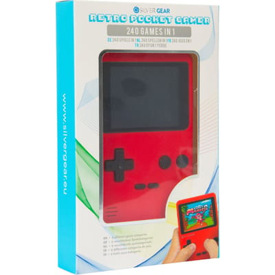 Silvergear Retro Game Console met 240 Arcade Games - Geen Internet Nodig - Gaming Spelcomputer voor Kinderen - Reisspelletjes Auto Vliegtuig - Handheld - Vakantie Speelgoed - Cadeau voor Jongens en Meisjes - 6, 7, 8, 9, 10, 11, 12, 13+ Jaar - Rood