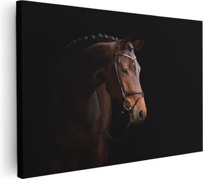Artaza Canvas Schilderij Dierenkop - 30x20 cm - Klein - Wanddecoratie Paard - Muurdecoratie Woonkamer - Kamer Accessoires
