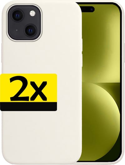 Hoesje - 2 Stuks - Geschikt voor Apple iPhone 15 - Sterk & Shockproof - Case Siliconen - Back Cover - Telefoon Hoes - Telefoonhoesjes - Wit
