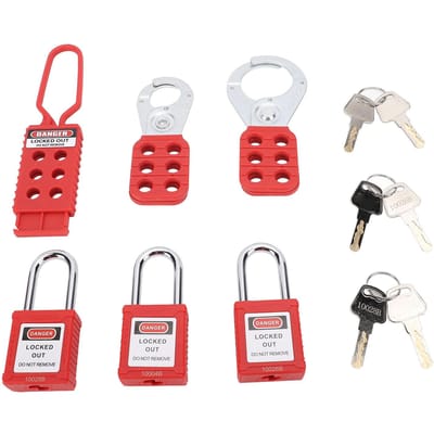Kit de Cadenassage Étiquetage Résistant aux Chocs Anti-Effraction Sécurité Électrique Cadenassage Étiquetage red