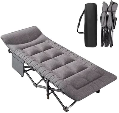 JOYNEXTBUY - Campingbed - Opvouwbaar - Reisbed - Kampeerbed - Opklapbed - Inclusief opbergtas - Stalen frame - tot 200kg - Grijs
