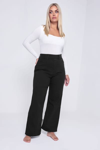 Yours Jegging Met Wijde Pijpen En Hoge Taille In Zwart Size Regular > 42