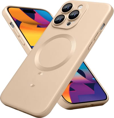 Casemania Hoesje Geschikt voor Apple iPhone 16 Pro Max - Goud - Matte Siliconen Back Cover - Geschikt voor MagSafe
