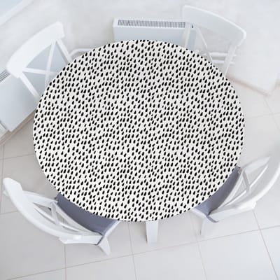 New Bed Regen Monochrome Water Druppels Rekbare Ronde Tafellaken, Elastische Stof Tafelhoes rondom 115 cm -142 cm Diameter