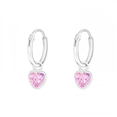 WeLoveSilver - zilveren oorringen - hartjes hanger - 37x26mm