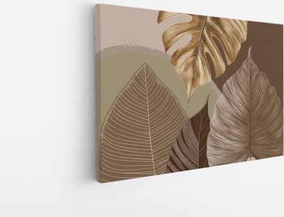 Saammp Canvas Schilderij - Goud blad - Beige - Landschap - Natuur - 45x30 - Foto op canvas - Wanddecoratie - Muurdecoratie Woonkamer - Slaapkamer decoratie - Canvas Print