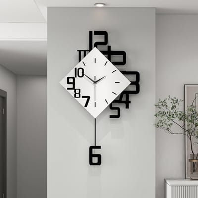 Stille Slingeruurwerk Wandklok - Wandklok - 34x63 cm - voor Woonkamer Slaapkamer - Batterij niet Inbegrepen