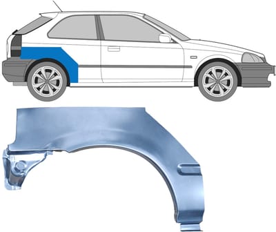 Reparatiepaneel achterspatbord voor Honda Civic EJ EK 1995-2001 / Rechts