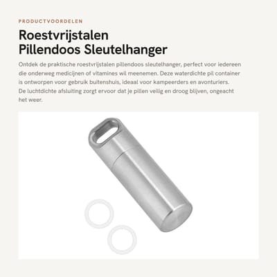 Dailygoods- Pillendoos Waterdicht - Pillendoos Sleutelhanger - Luchtdichte Container - Veiligheidswaarschuwing - Voor Buiten Kamperen - Geschikt voor Medicijnen - Medicijncontainer