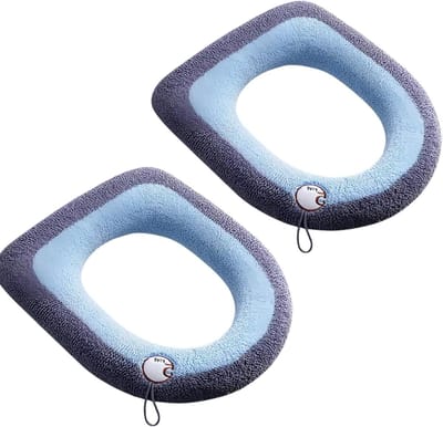 Toilet Seat Covers - Toiletbril Hoezen - Warmte Comfort - Wasbaar & Rekbaar - 2 Stuks - Blauw