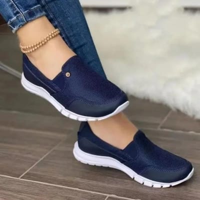 Grote Nieuwe Dames Merk Zomer Mesh Voetbedekking Mode Casual Dames One Step Luie Platte Schoenen Casual Schoenen 36-43 36 blue