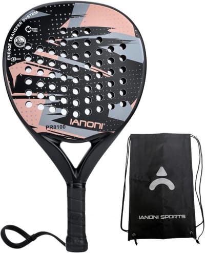 IANONI PR8100 Padel Racket – Carbon Fiber 3-Layer – Power & Controle – Anti-Slip Grip – Unisex – Inclusief Polsband