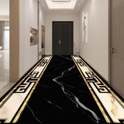 Zwart Wit Luxe Runner Gang Tapijt Scandinavische Decoratie Huis Woonkamer Lange Vloerkleden Hotel Lobby Trappen Antislip Wasbare Mat 2.9x6.5ft(90x200cm)