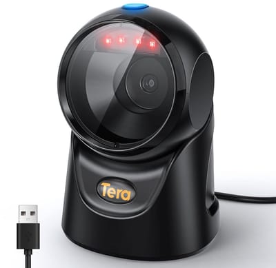 Barcodescanner Desktop - QR Code Lezer - Kassasysteem Gebruik - Handsfree Omnidirectioneel - USB Kabel - Zwart
