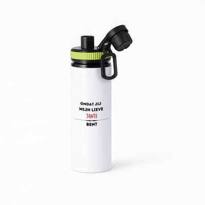 Hacebo® - omdat jij mijn lieve tante bent waterfles met draaidop groen - Tante - de liefste tante - verjaardag - cadeautje voor tante - kado - geschenk - water fles - 850ML