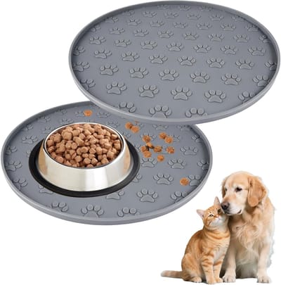 Waterdichte Siliconen Voermatten voor Honden en Katten, Antislip en Gemakkelijk Schoon te Maken, Ideaal voor Kleine en Middelgrote Dieren, 27 cm Rond