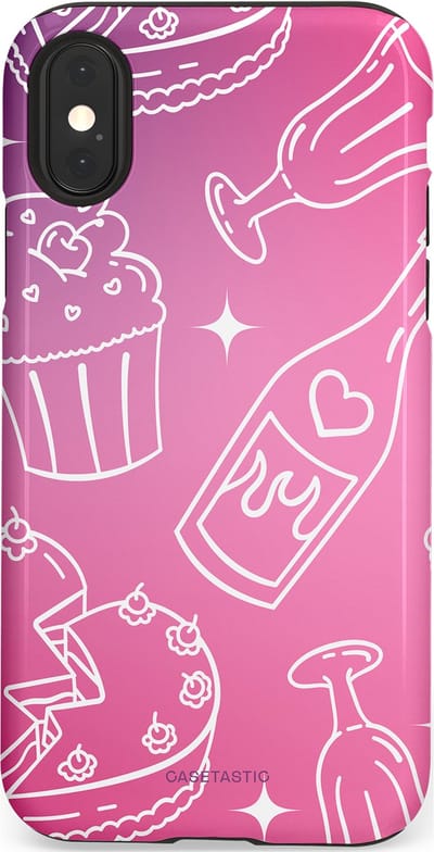 Casetastic Hoesje Geschikt voor Apple iPhone X/Xs - Stijlvolle Beschermende Duo-layer Case - Roze Gebakfeest
