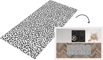 Keukenloper - Loper keuken - Design - Panterprint - Zwart - Wit - Patronen - 120x50 cm - Keukenloper vinyl