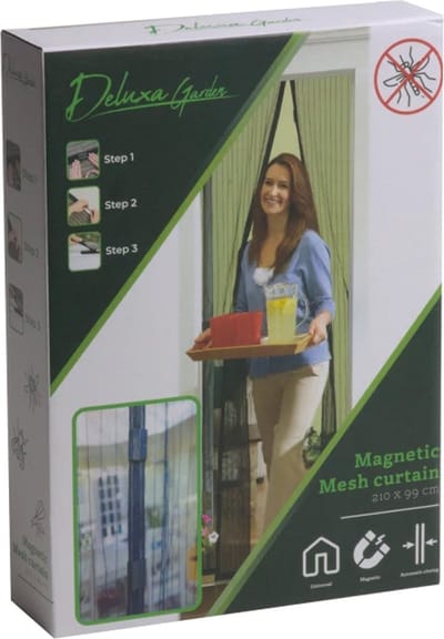 Insecten deur hor/gordijn - zwart - magnetisch - polyester - 99 x 210 cm - deur- en raamhorren