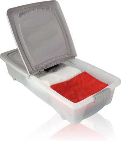 Opbergbox met Deksel en Wieltjes grijs - 79x39x17 cm - Transparant -Box - Opbergdoos met Druksluiting - Ideaal voor Kleding, Speelgoed- Huishoud -Op-320