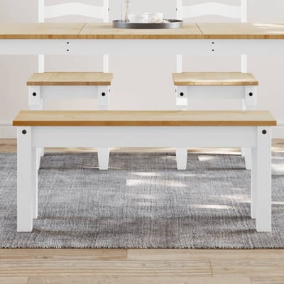 vidaXL - Eetkamerbank - PANAMA - 105x30x45 - cm - massief - grenenhout - wit