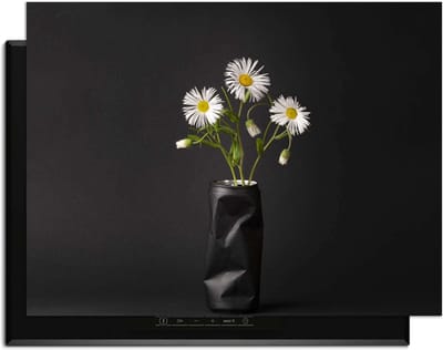 KitchenArt - Urban Daisy - Inductie Beschermer - 78x52 cm - Kookplaat Beschermer - Luxe Afdekplaat Inductieplaat - Anti-slip & Oprolbaar - Beschermmat Inductiekookplaat