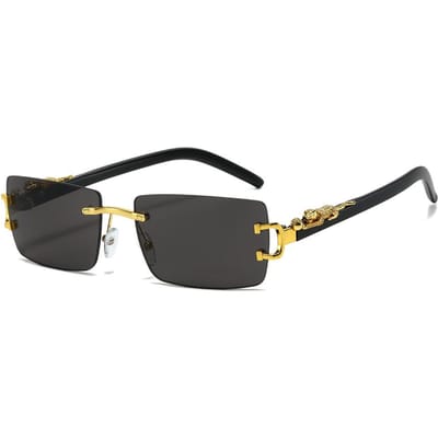 Mode Randloze Zonnebril Dames Heren Cheetah Decoratie Rechthoekig Designer Zonnebrillen