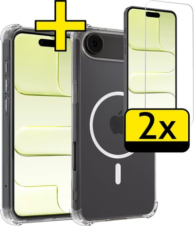 Hoesje - Met 2x Screenprotector - Geschikt voor Apple iPhone Air - Magsafe Compatible - Sterk & Shockproof - Back Cover - Shock Proof Case - Telefoon Hoes - Telefoonhoesjes - Transparant