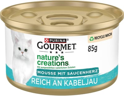 Natte kattenvoer mousse met kabeljauw en groenten - 12 stuks