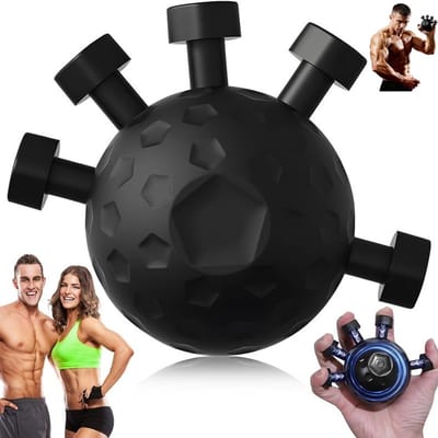 1 stuk - Handkrachttrainingsbal - Vingergriptrainer - Polskrachttrainingsbal - Draagbare gripbal - Vingeroefener voor stressvermindering - Verstelbare gripversterker - Vingergriptrainingstool - Geschikt voor fitness, piano- en gitaartraining (zwart)