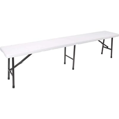 Perel Klapbank, in- en uitklapbaar, weerbestendig, met handvat, ideaal voor picknick, camping, barbecue, feestje, perfect voor binnen en buiten, maximaal 400 kg, wit