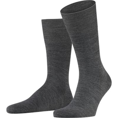 FALKE Airport eenkleurig wol katoen sokken heren grijs - maat 41-42
