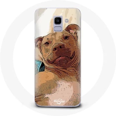 Coque pour Samsung Galaxy A6 2018 American Pit Bull Terrier Marron