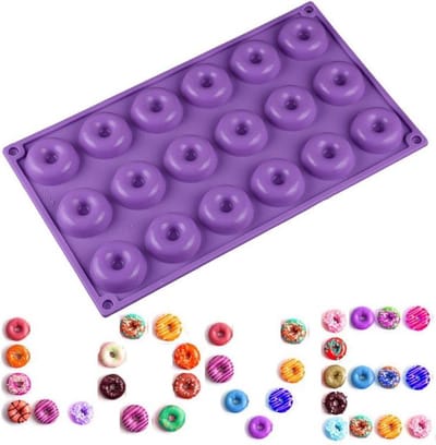 Siliconen bakvorm voor 18 mini donuts | Donutmaker vorm/mal