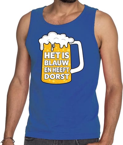 Het is blauw en heeft dorst tanktop / mouwloos shirt blauw heren - tekst shirt voor heren S