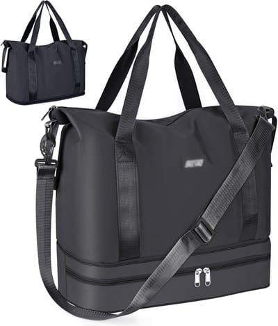 Reistas, CS COSDDI 36 l, weekendtas met trolleymouw, droge en natte compartimenten, sporttas, gym, waterdicht, shoppingtas, handbagage, voor mannen en vrouwen, weekendtas, draagtas, ziekenhuistas, #03 Zwart