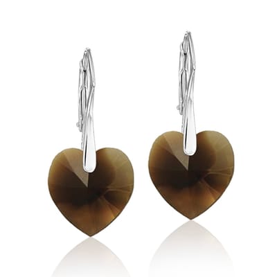 Montebello Oorbellen Noor HZ59 - Swarovski Hart - 925 Zilver Gerhod. - Ø14mm - 30mm