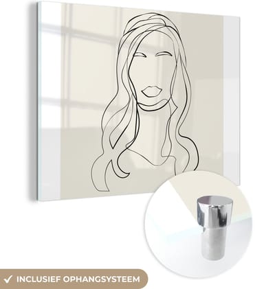 MuchoWow® Glasschilderij 120x90 cm - Schilderij acrylglas - Vrouwen - Quotes - Line art - Tekst - Foto op glas - Schilderijen