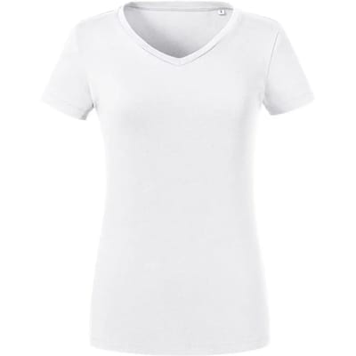Dames-T-shirt met V-hals Russell Athletic Pure Organic