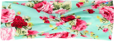 Haarsoires Haarband Twist 8cm – Roos Bloemenprint –Jersey Stof – Groen - Zachte Knoop Hoofdband - Haaraccessoire voor Dames & Meisjes