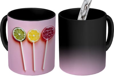 Magische Mok - Foto op Warmte Mokken - Koffiemok - Lolly - Snoep - Citrus - Magic Mok - Beker - 350 ML - Theemok