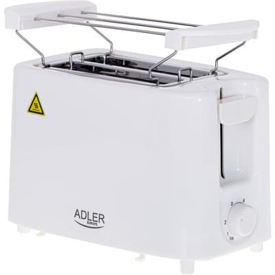 Broodrooster voor 2 sneden, 900 W, geleidelijke aanpassing, rolrek, witte automatische uitschakeling, betaalbare reiniging